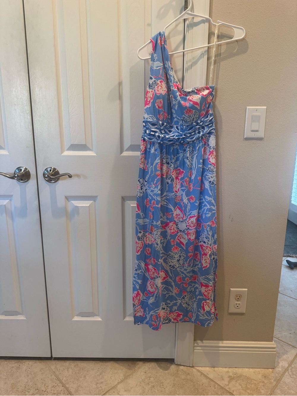 Lilly Pulitzer Light Blue Floral One-Shoulder Dress